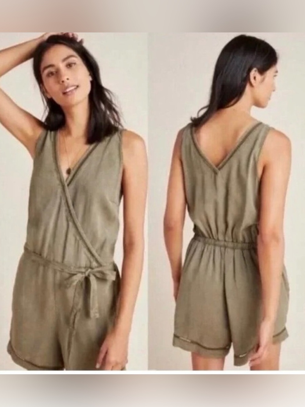Anthropologie Cloth & Stone Olive Green Romper
